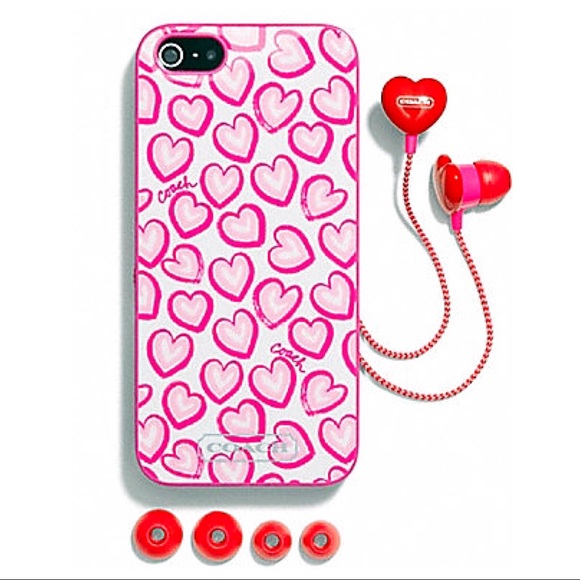 COACH IPHONE 5 5s CASE HEART LOVE PRINT - Picture 2 of 5